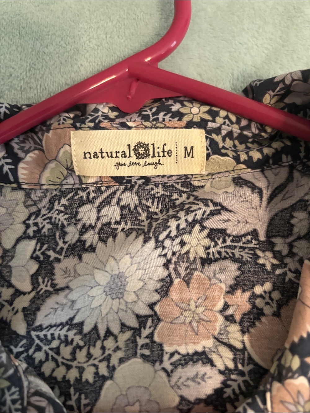 NATURAL LIFE Navy Floral Midi Dress with Cream and Blush Accents - Picture 3 of 5